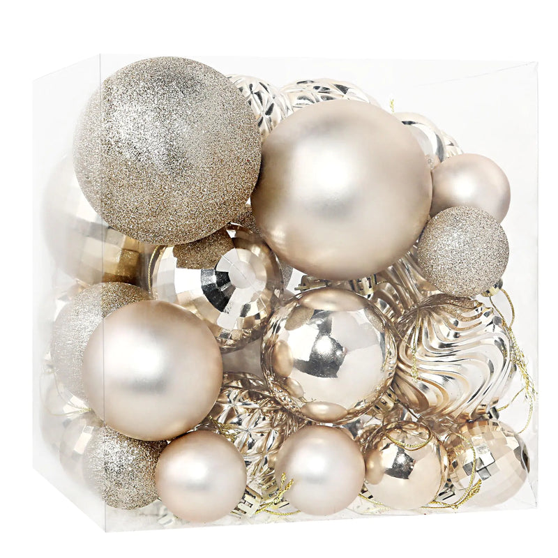 Annecy Christmas Tree Ornaments - 36 PCS Shatterproof Christmas Ball Ornaments Set for Christmas Holiday Wreath & Party Decorations (Multi-Size Champagne)
